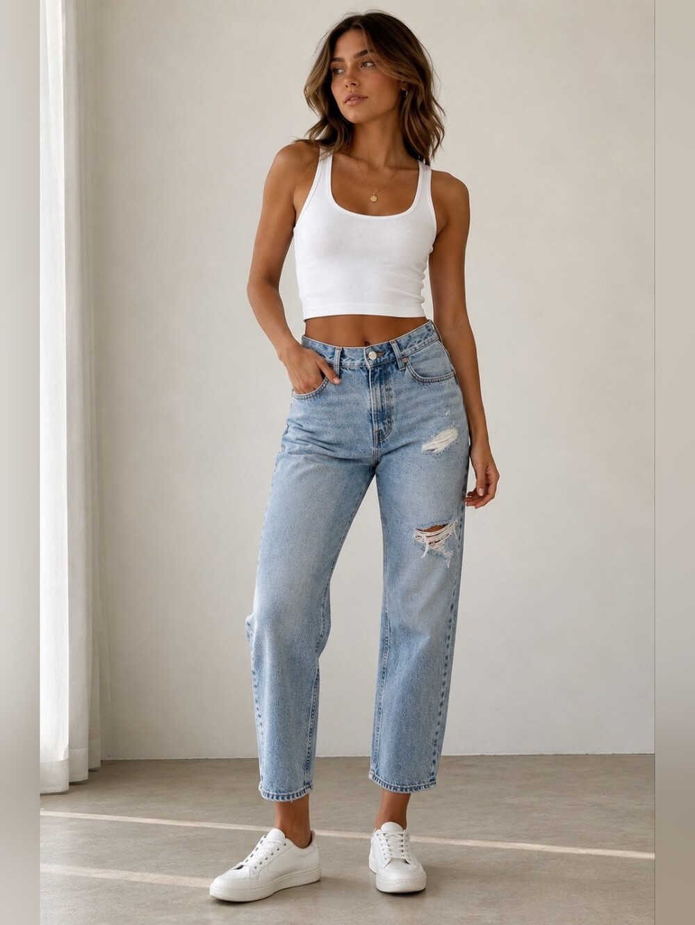 Levi's Pale Blue Distressed Straight Leg Jeans